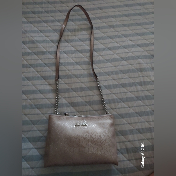 NWOT GUESS Crossbody Bag Handbag Purse Women Monogram Light pink-beige - Picture 5 of 13